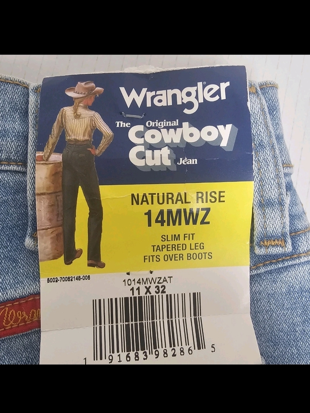 New Wrangler Cowboy Cut 14 MWZ High Rise 11x32 Jeans Women Size 10 Tapered Leg - Picture 9 of 16